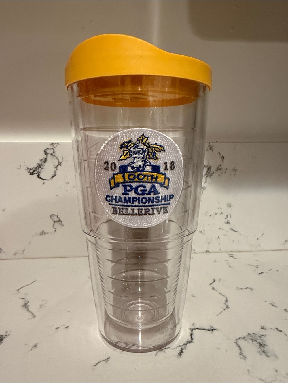 tervis Clear Travel Tumbler with Yellow Lid and PGA Patch